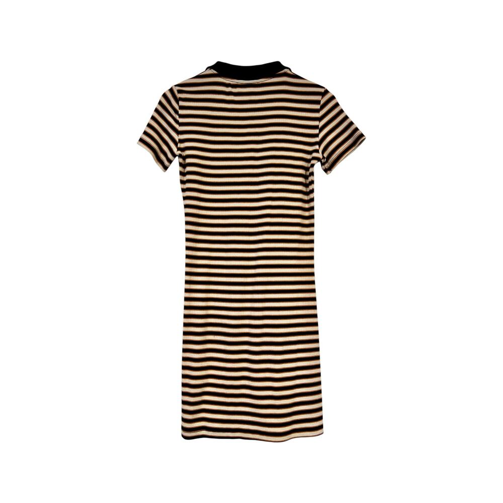Zara Striped Polo Mini Dress - Jey Aesthetic Essential Y2K Cream Orange Black S - Picture 3 of 6